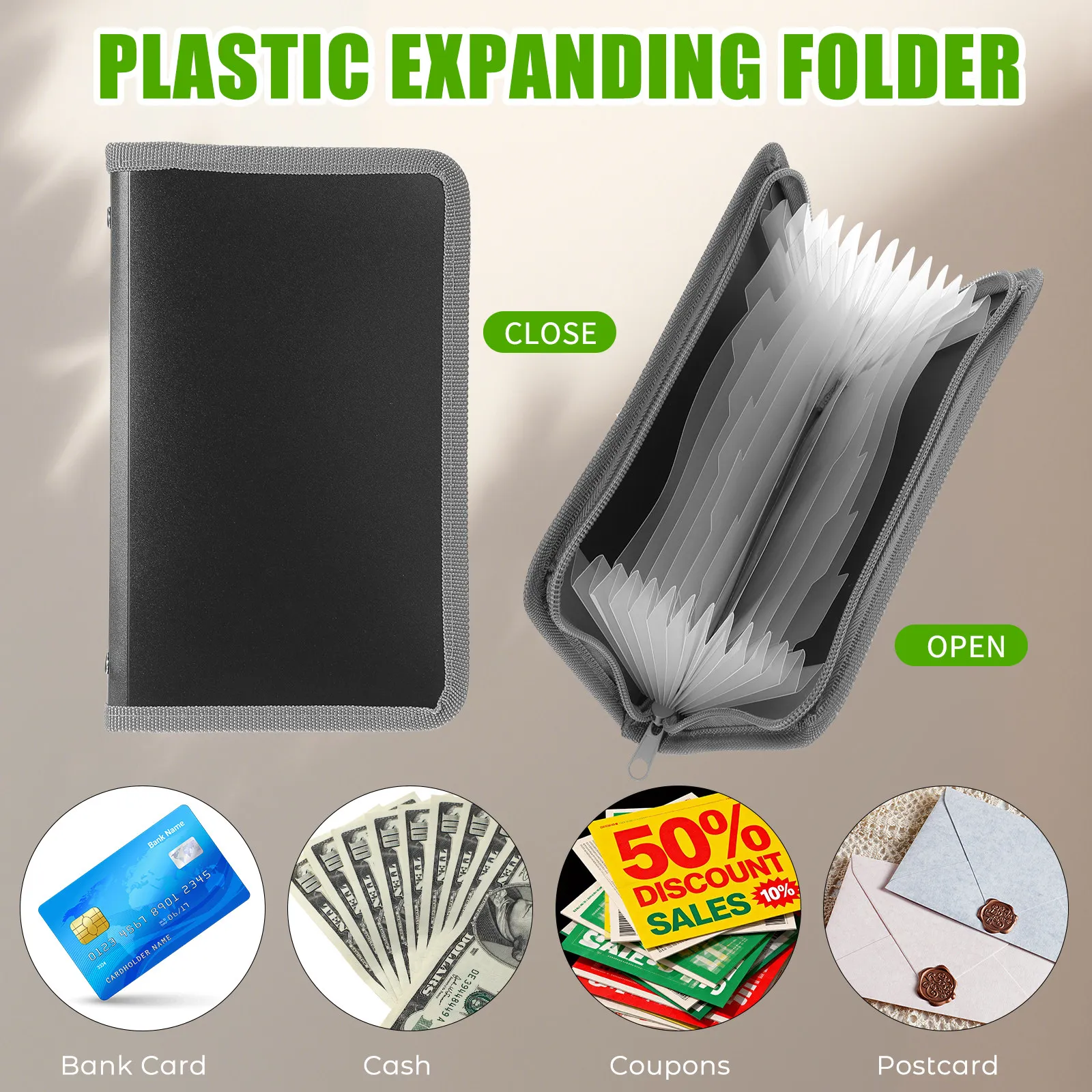 2Pcs 경량 휴대용 아코디언 파일 폴더 영수증 정리함 소형 확장 문서 보관 가방 사무실 홈 스쿨 여행