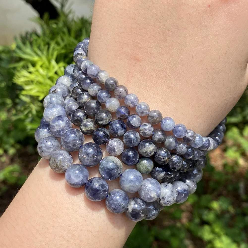 Natürliche Cordierit Iolite Stein Perlen Runde Lose Spacer Perlen Für Schmuck Machen 6/8/10mm DIY Armband Handmade – Detail 5