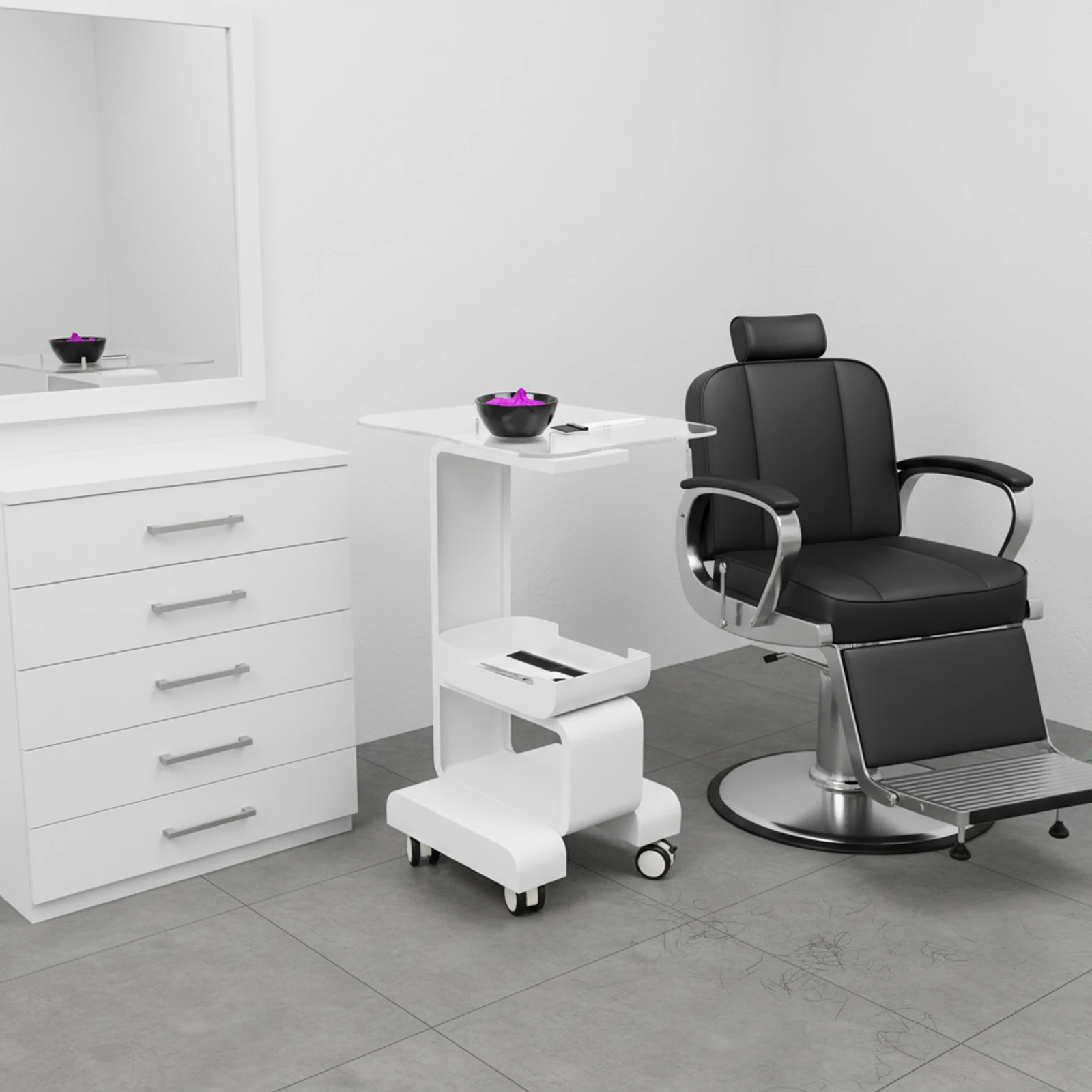 Beauty-Salon-Trolley, 30 Zoll Metallwagen, 15 kg Tragkraft, Acryl-Aufbewahrungskorb für Salon, Spa, Zuhause, Ästhetik-Werkzeugorganisation – Detail 9