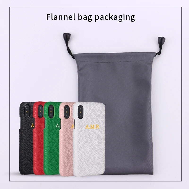 Custom Pebble Grain Leather Phone Case Gold Silver Initial Name Samsung S8 S21 S8plus Note21 Note8plus Pro Personalization