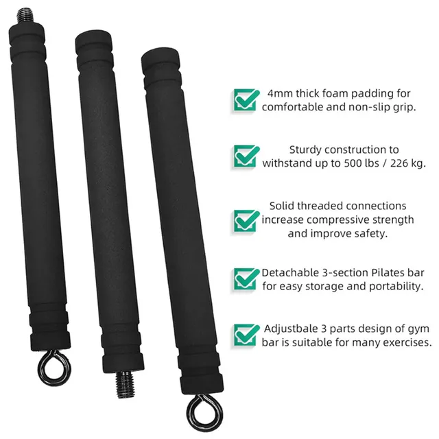 Multi Functional Portable Weighted Exercise Pilates Bar Non-slip Yoga Resistance Bar Stick with Beginner Workout Equipment 3
