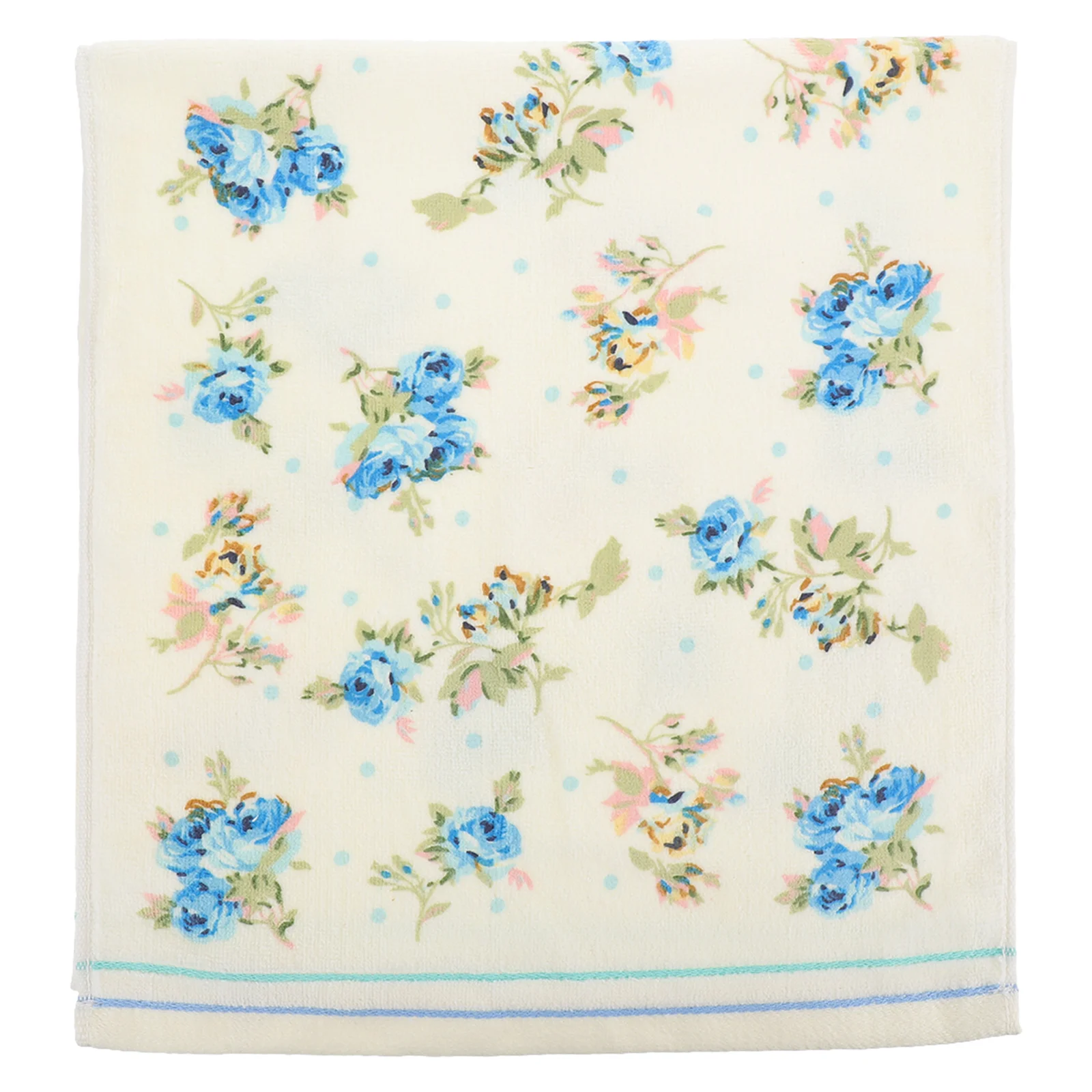 

Cotton Bath Towel Flower Printing Bathroom Home Hotel Beach Face Towel (Blue)