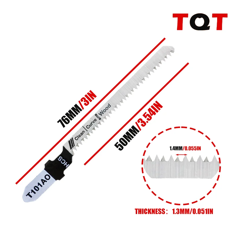 Tqt Stichsägeblätter T101Aol 10 Stück, Stichsägeblätter-Set 20 Tpi, T-Schaft, zum präzisen Schneiden und sauberen Holzkanten – Detail 8