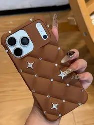 Luxury Designer Star Glitter Sparkling Phone Case - 14 plus or 15 plus (Brown)
