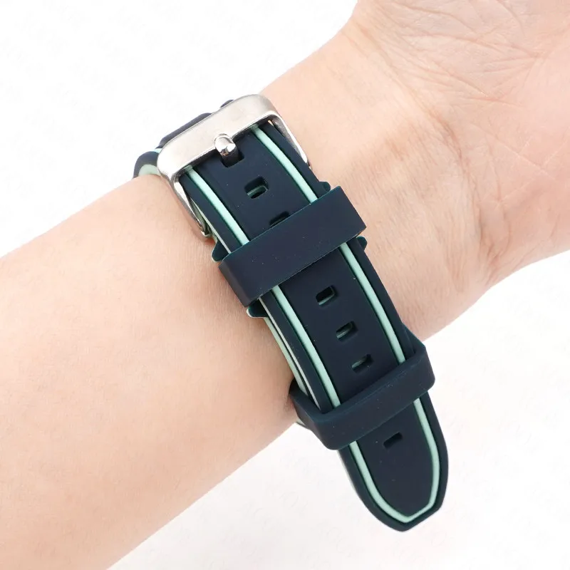 Enhanced Title: Dual-Color Quick Release Waterproof Silicone Watch Strap