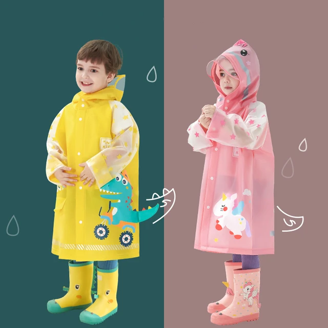 Chubasquero para niños y niñas, poncho de lluvia para niños, chaqueta de  lluvia con capucha de dibujos animados 3D, ropa impermeable para niños,  talla