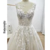 Customized Wedding Dresses Elegant Sleeveless Womens Dresses Floral Lace Applique Backless Bride Dresses Vestidos Para Mujer 4