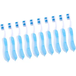 20/10 pcs Folding Dental Floss For Kids Bristle Portable Travel Trip Camping Light Blue Camping Hiking Outdoor Teethbrush