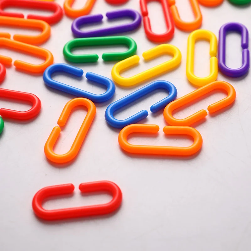 Plastic Parrot Toys C-clips Hooks Chain C-links Sugar Glider Rat Bird Toy Parts Parakeet Accessories 50Pcs/lot