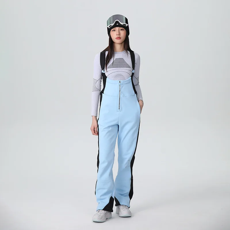 24-25 New Ski Strap Pants for Women Windproof and Waterproof, Single/Double Board Slim Fit Ski Pants