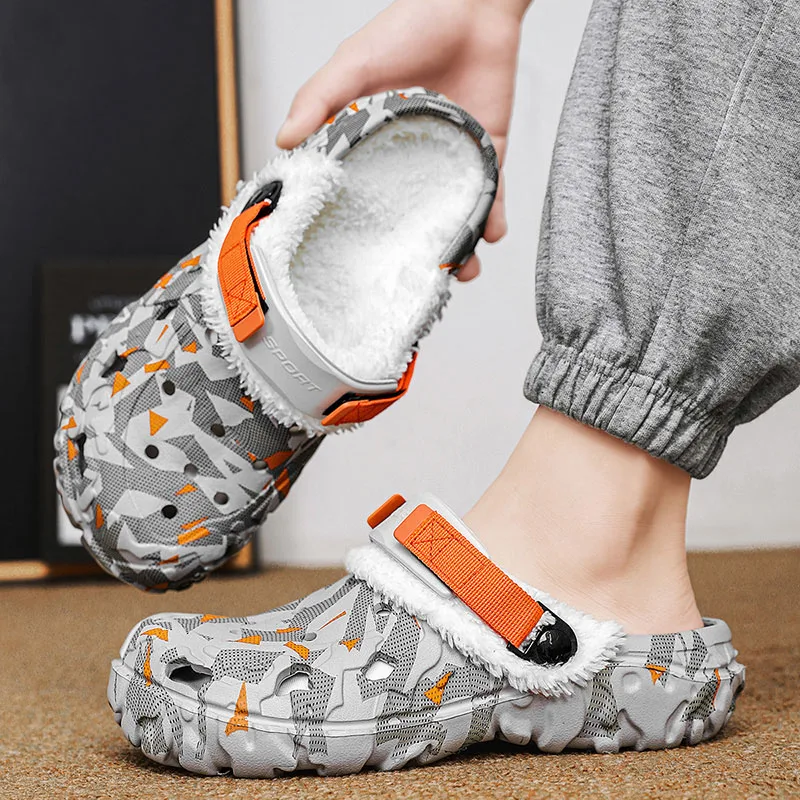 Herren-Winterhausschuhe, weich, für den Innenbereich, warm, Damen-Hausschuhe, Sommer, abnehmbare Sandalen, Herren, rutschfeste Plüschfell-Clogs, große Hausschuhe 47 – Detail 12