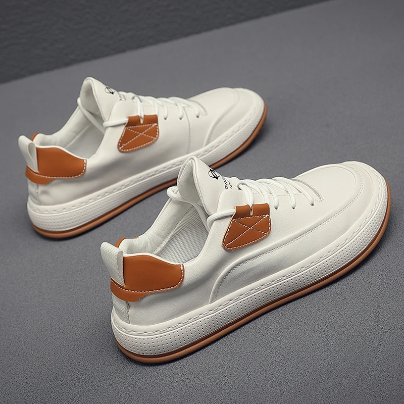 

Casual Shoes for Men Loafers Leather Men Lace Up Boat Shoes outdoor Luxury Brand Handmade Men white Shoes Male Shoes