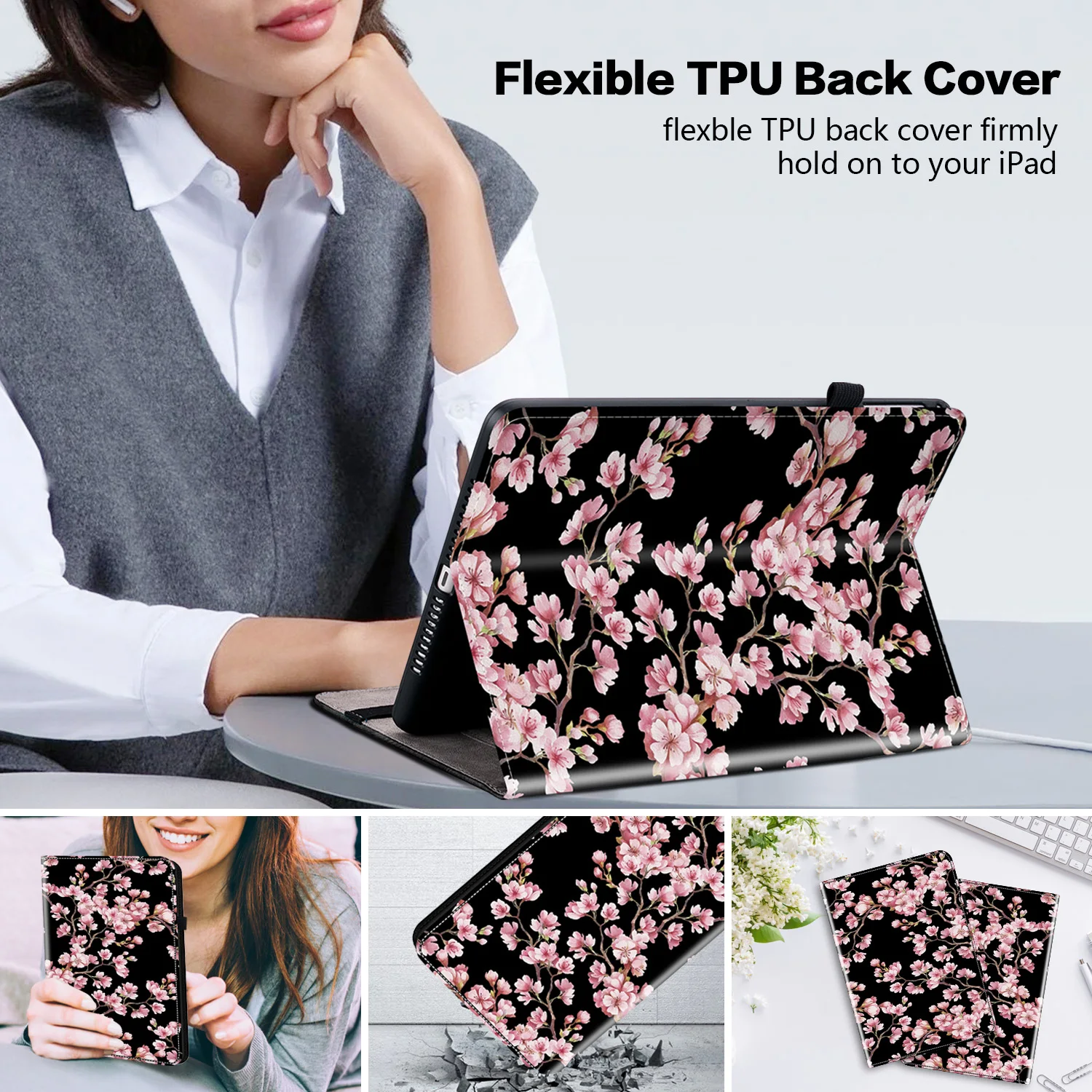 Luxurious Leather Tablet Case with Crystal Pattern Design