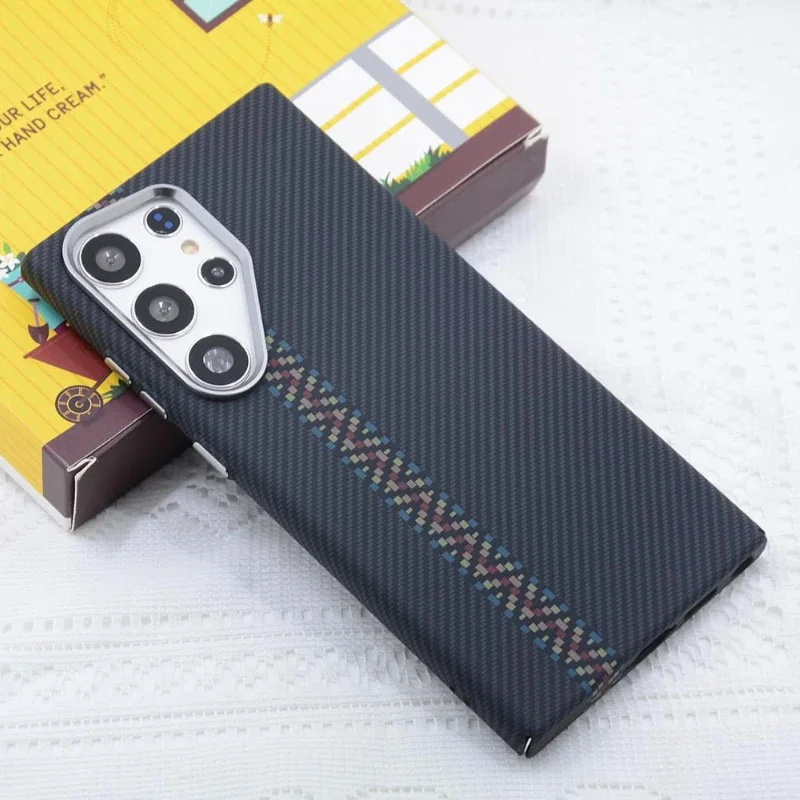 Carbon Fiber Texture Magnetic Alloy Camera Lens Case - Shockproof Protection Shell