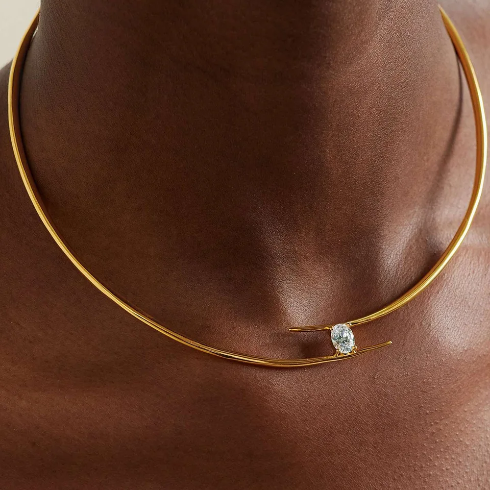 Elegant Geometric Metal Choker Necklace for Women