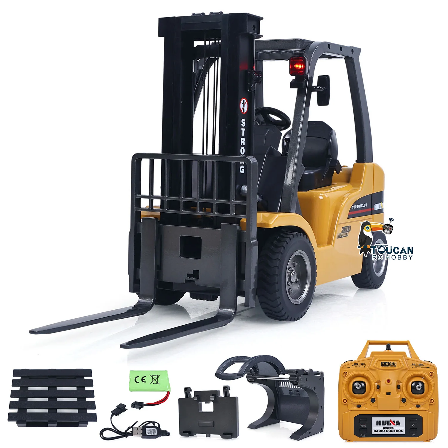 새로운 HUINA 1577 1/14 RC 포크리프트 14CH RTR 전동 리프팅 사운드 라이트 효과 2.4G 무선 조종 자동차 장난감 모델 선물
