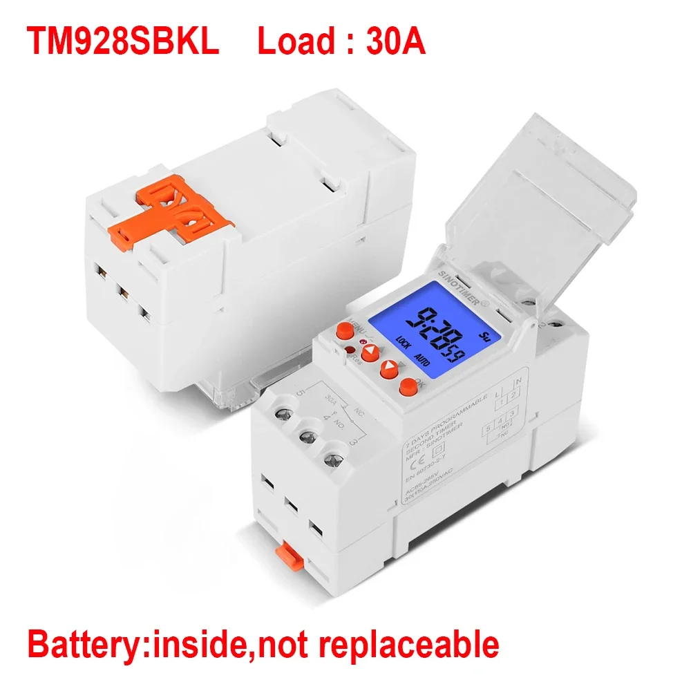 Reloj de tiempo electrónico programable de 1 segundo a 168 horas 16A 30A 110V 220V temporizador de pantalla LCD con retroiluminación grande con función de bloqueo