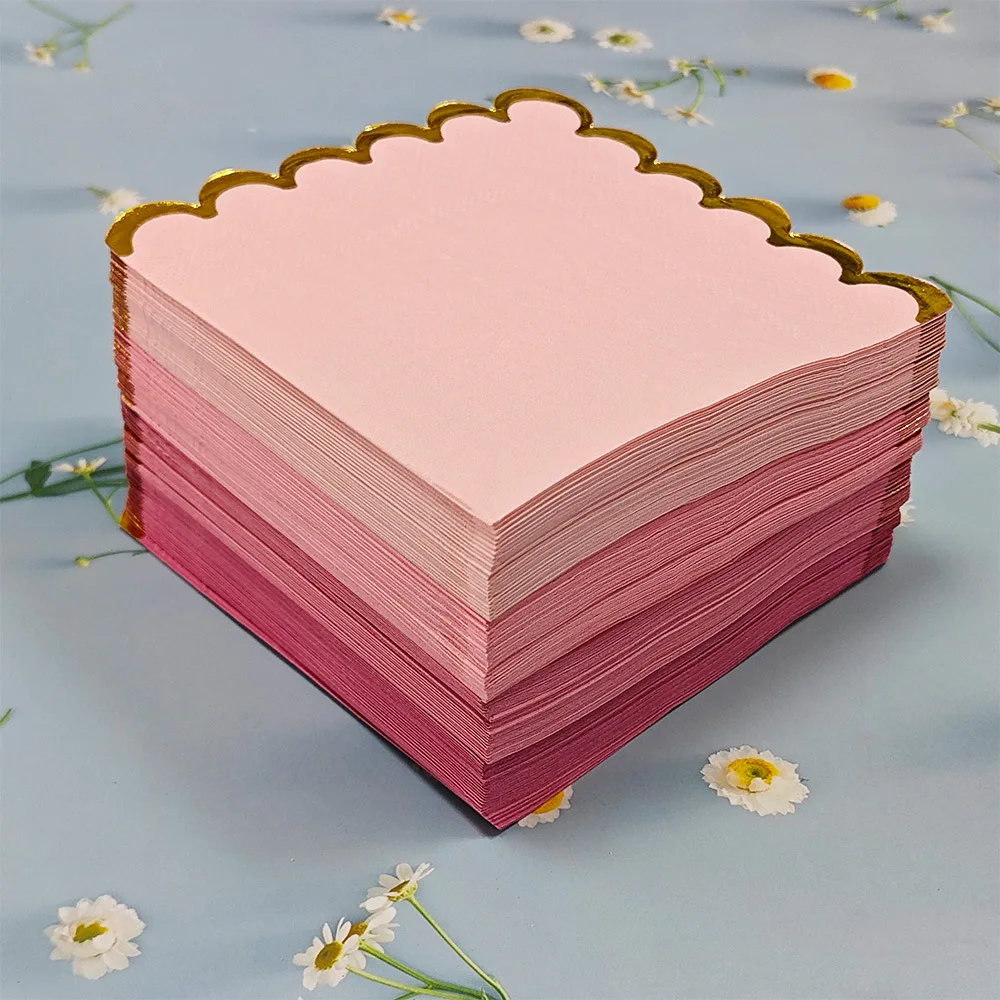 Paper Napkins 50Pcs Disposable Napkins Solid Color Lace Hot Stamping Square Handkerchief Holiday Party Birthday