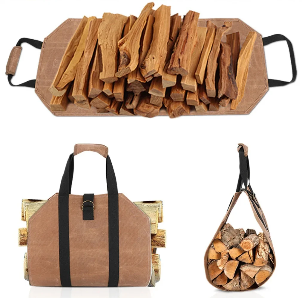 Supersized Canvas Firewood Carrier Log Carrying Bag Handbags Wood for Log Carrier Fireplace Tote Firewood Storage Bag Supplies 3