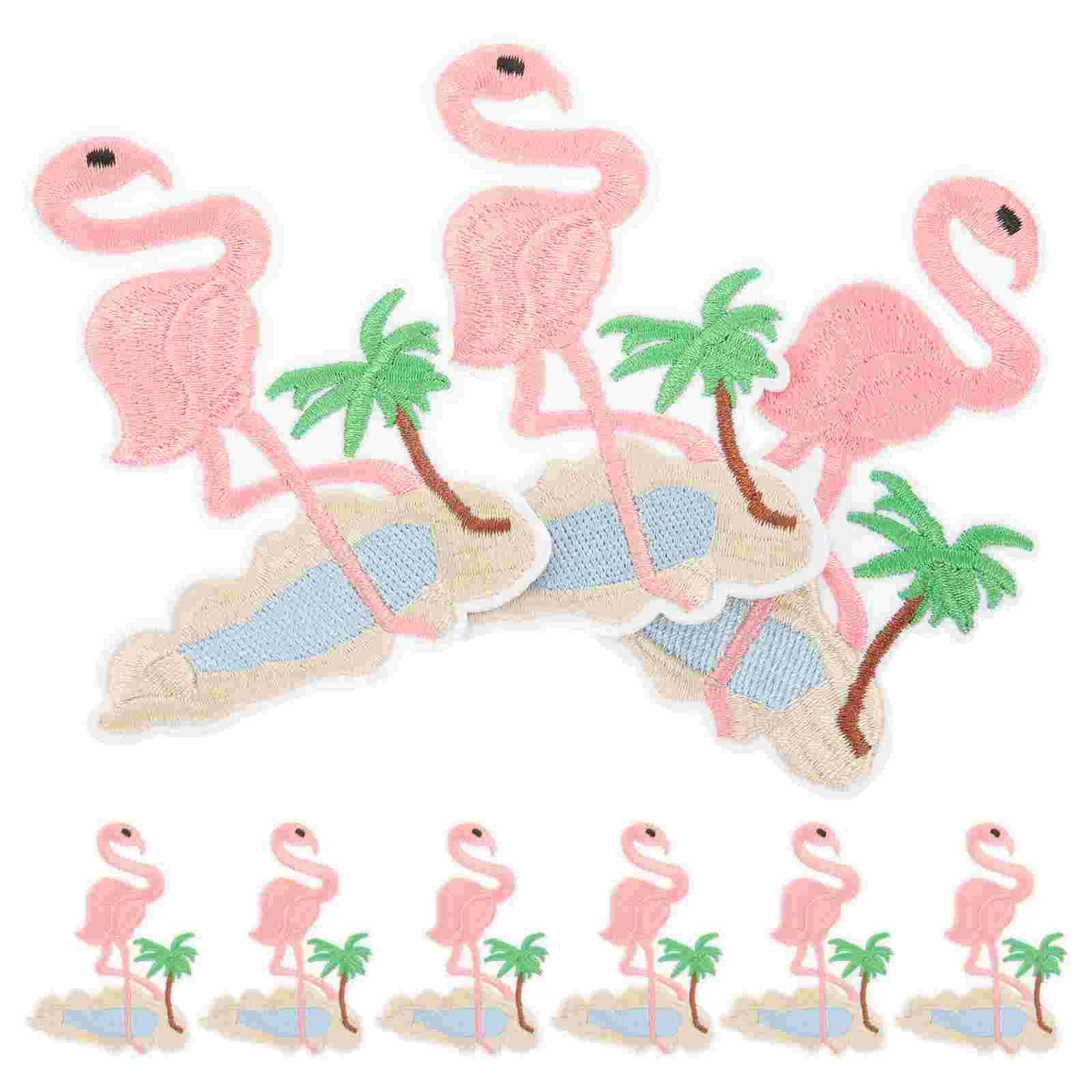 

10 Pcs Flamingo Patch Clothes Applique Decoration Jackets Bags Shoes Patches Backpack