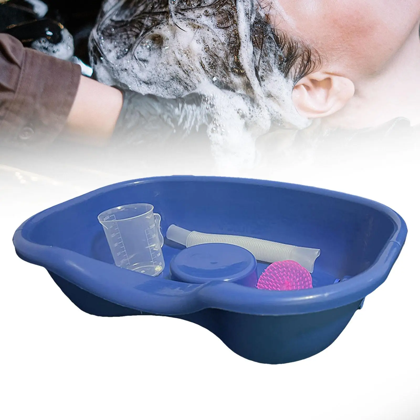 Portable Shampoo Bowl Lightweight Durable with Pipe 46x35cm Bathroom Accessories for Bedridden Hair Washing Tray Hair Wash Tub