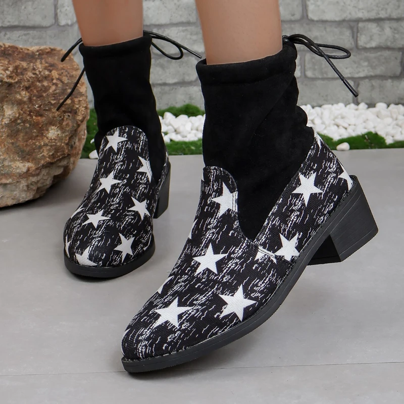 

Women's Pointed Short Boots 2024 New Autumn Winter Fashion Western Denim Boots Comfortable Trend Sports Casual Shoes Travel Soft