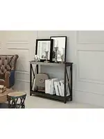 Black Finish 3-Tier X-Design Occasional Console Sofa Table Bookshelf 1