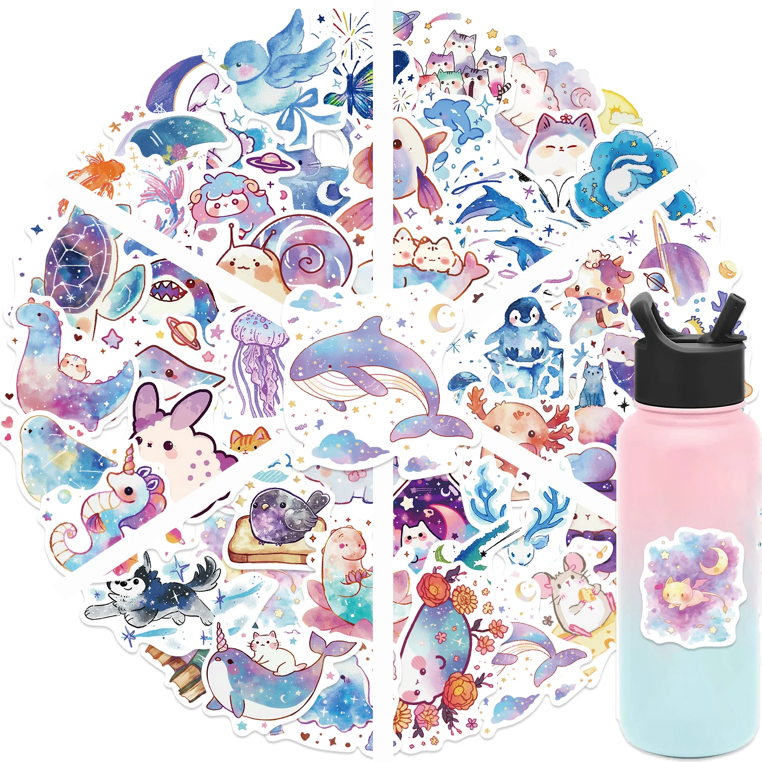 50 stücke Gemischte Nette Cartoon Aquarell Wildlife Park Tier Aufkleber kinder Spielzeug Gepäck Gitarre Skateboard Tagebuch Wasserdicht – Detail 15