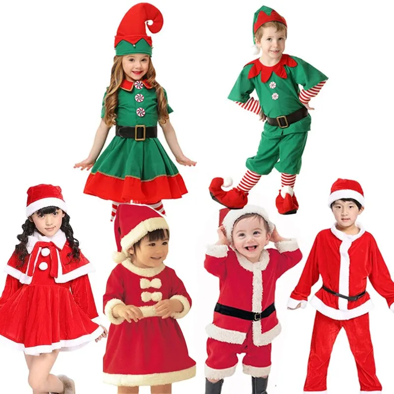 Christmas Clothes Kids Santa Claus Toddler Baby Red Xmas Clothes Party Dress Set Children Costume Women Men Clothing Pant Sets