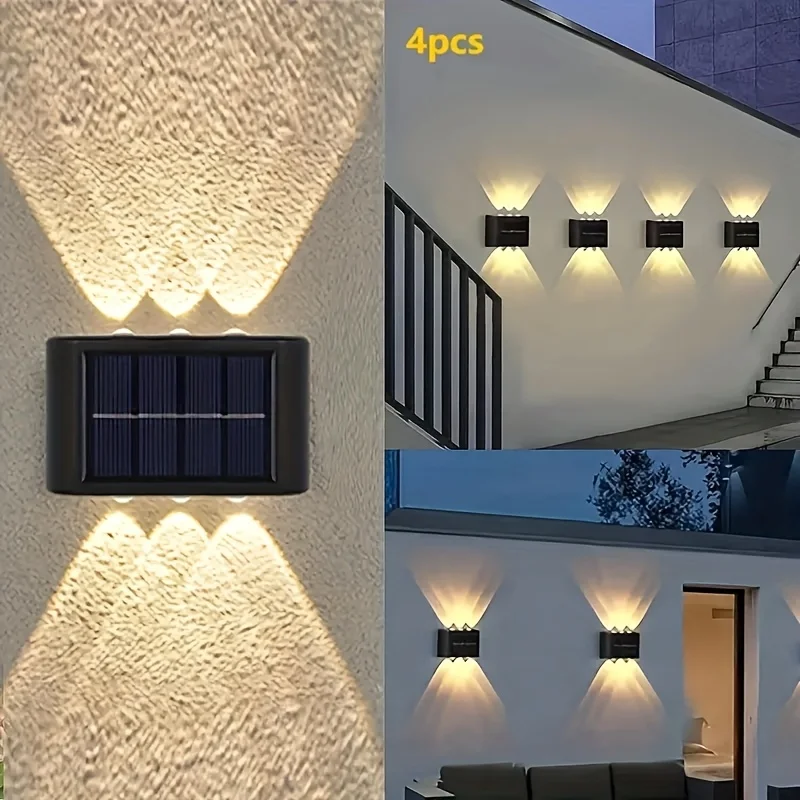 Outdoor Solar Wall Lamp Waterproof up down Lighting Garden Stair Fence Decorativ