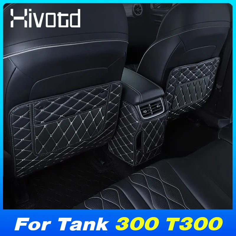 

Car Back Seat Anti-Kick Mat PU Leather Waterproof Protictive Cover Part For WEY GWM Tank 300 T300 2023 2024 Interior Accessories