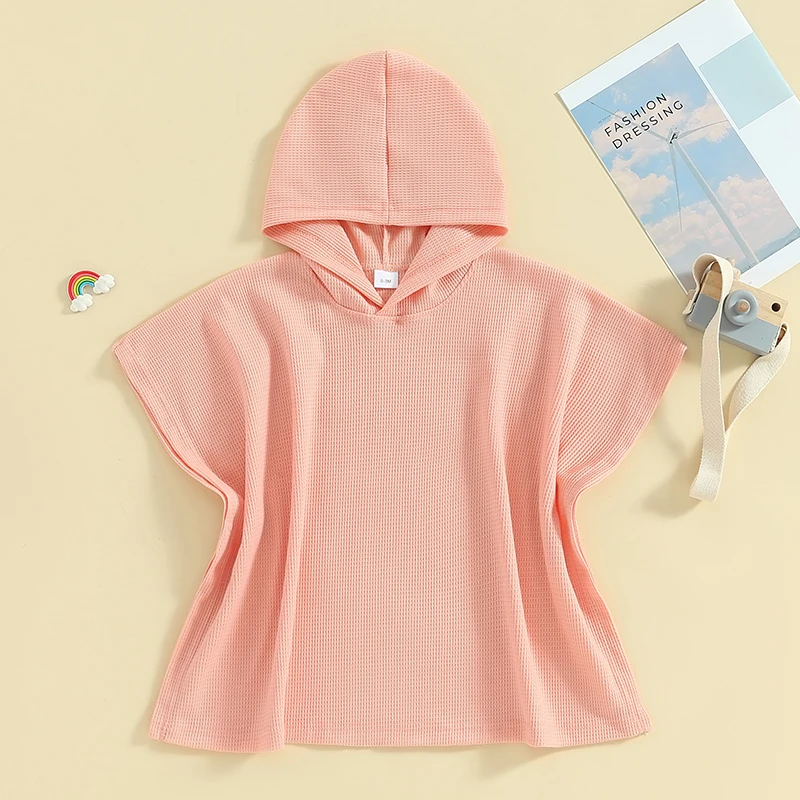 2-10Y Kids Swimwear Cover-ups Solid Color Hooded Beach Towel Bathing Suits Smock Boys Girls Beachwear kids swimsuits