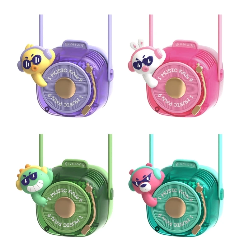 

Rechargeable Hanging Neck Fan Portable Fans Bladeless Sports Fans Leafless Hanging Cartoon Fans Summer Gift for Children 918D