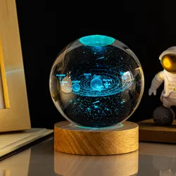 Luminous 3D Galaxy Crystal Sphere Lamp - Illuminated Astronomy Decor (Solar system)