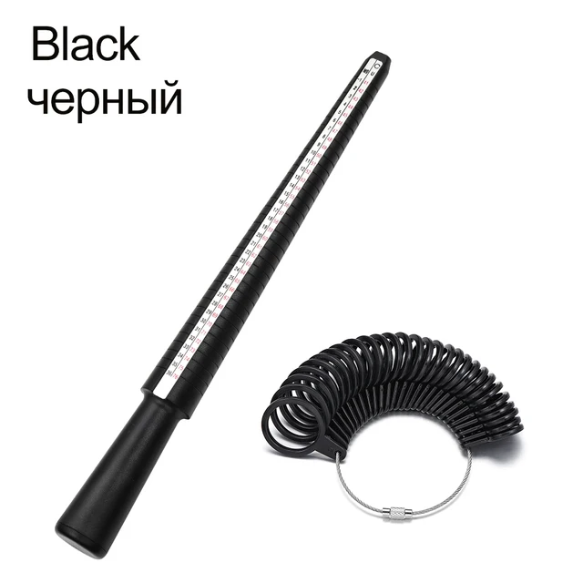 1pcs Professional Jewelry Tools Ring Mandrel Stick Finger Gauge Ring Sizer Measuring UK/US Size For DIY Jewelry Size Tool Sets stick-Black