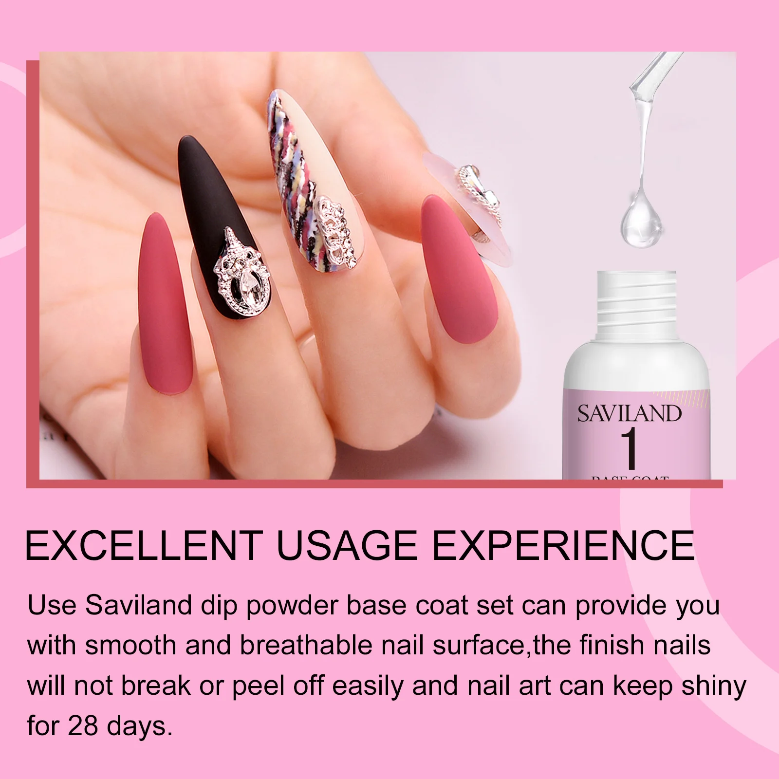 Saviland 2pcs 75ml Dip Powder Foundation Dip Base Liquid for Dipping Powder for Dipping No Need Curing Nail Salon DIY