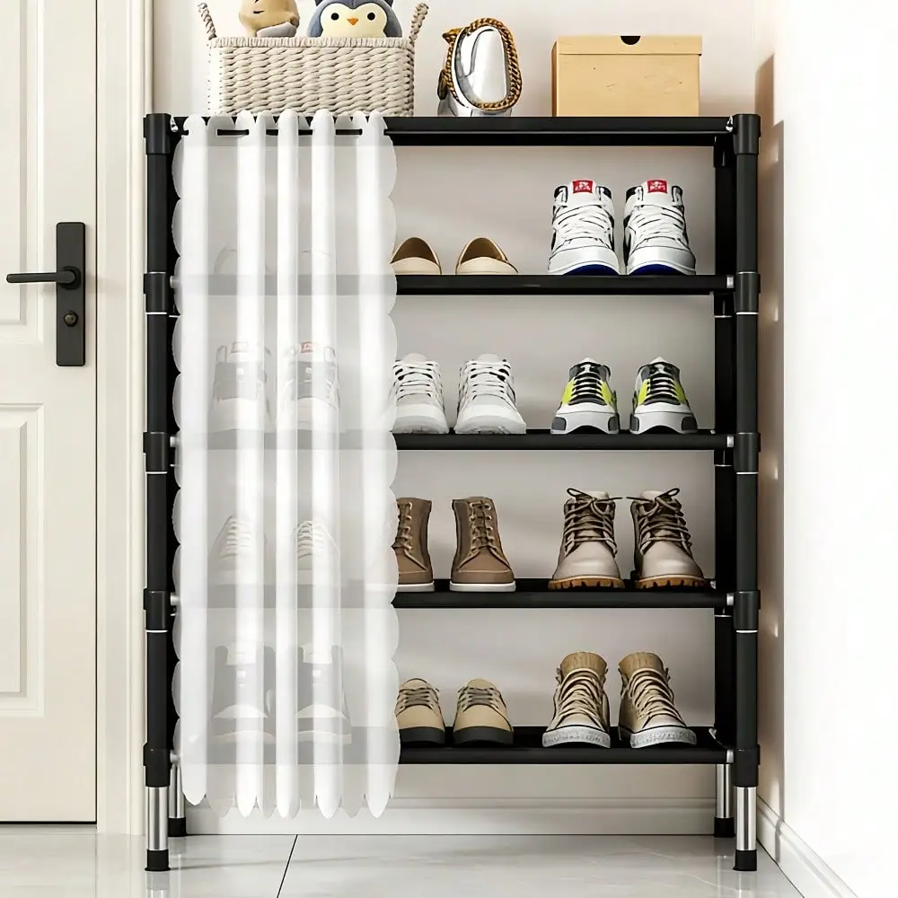 4 5 Tier Shoe Dust Cover Natural Untreated Adjustable Multi Purpose Storage Organizer Space Saving Easy Assembly For Entryway