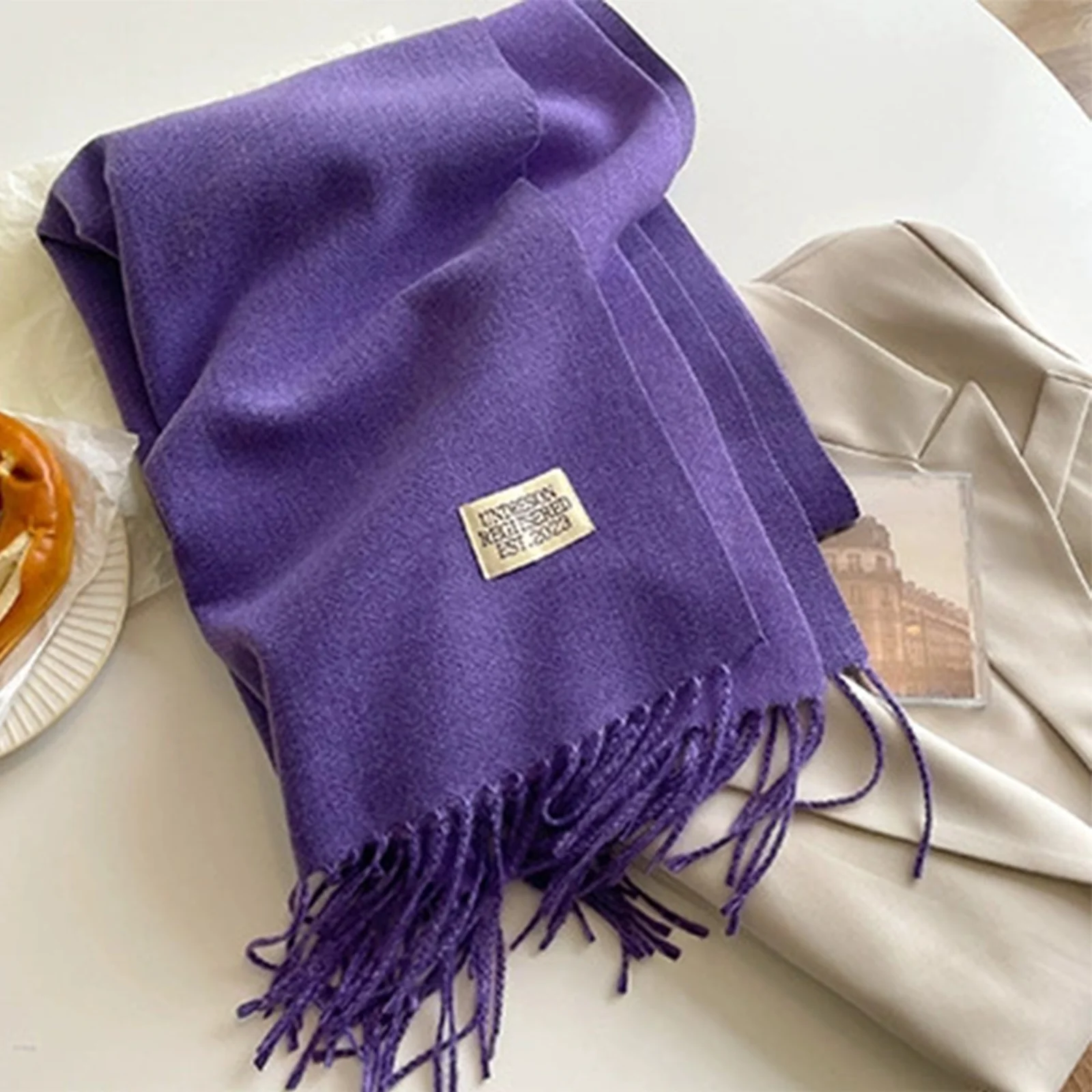 

Warm Thick Luxury Brand Shawls 200X70CM Autumn Fringe Large Scarf Winter Fashion Cashmere Bandana Female Two-Sided Wrap Scarves