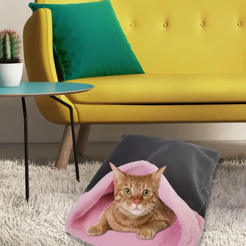 CatSleepingBagUltraSoftPolarsFleeceDogBedSelfWarmingCatBed