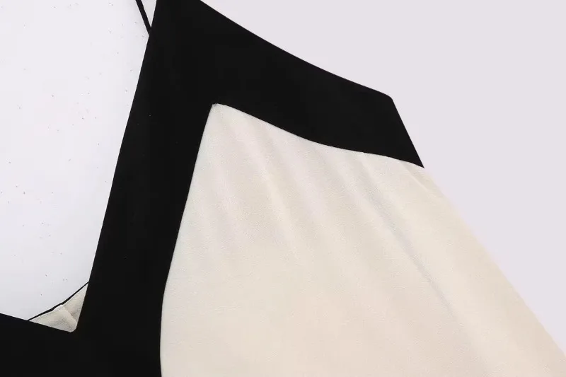 V Neck Backless Maxi Dresses For Women Color Block Slim Sexy Sundress Femme Street Fashion Party Temperament Dress Woman
