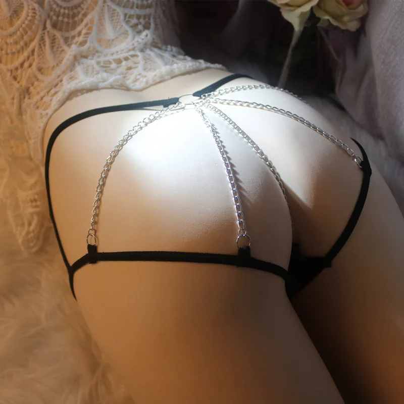 Sexy Men Sissy Briefs Sponge Pad Pouch Underwear Crossdresser Panties Men Chain Expose Butt Underpant Mesh Sheer Erotic Lingerie