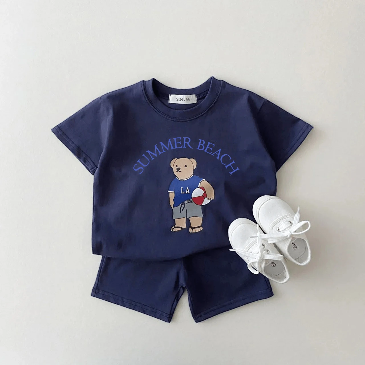 2024 Korea Baby Boy Clothing Set Toddler Kids Summer Clothes Cartoon Bear T-shirt+Shorts Two Piece Suit Newborn Boy Girl Outfits