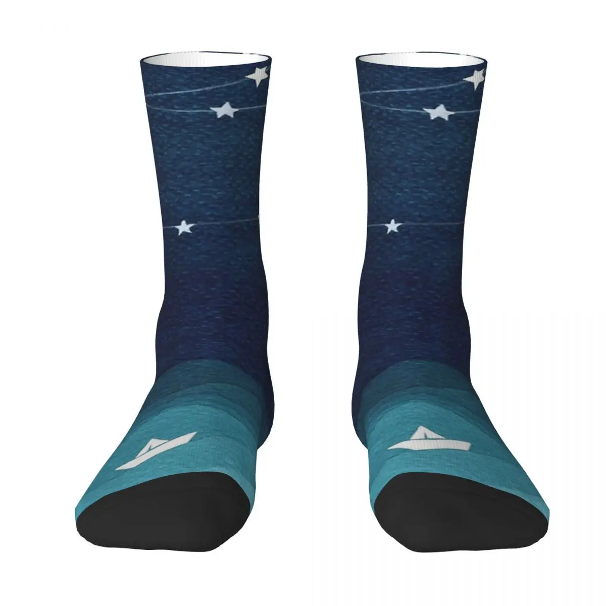 

All Seasons Crew Stockings Garland Of Stars, Teal Ocean Socks Harajuku Casual Hip Hop Long Socks Accessories for Men Women Gifts