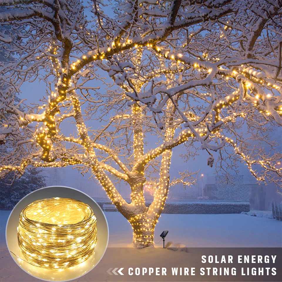 Description Picture 2 of itemFast Solar Rechargeable LED Fairy Light Outdoor Festoon Waterproof Garland String Lights Christmas Party Garden Solar Lamp Decor
