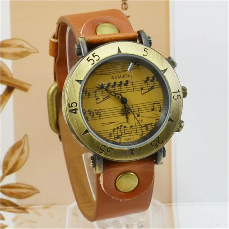 Relogio Feminino Fashion Music Note Watch Women Vintage Watches Casual Leather Belt Quartz Wristwatch Lady Womage reloj mujer 2
