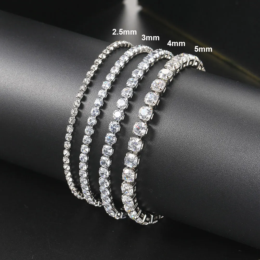 Tennis Bracelet Zircon Crystal Charm Chain Men Women Couple Jewelry 2.5/3/4/5mm