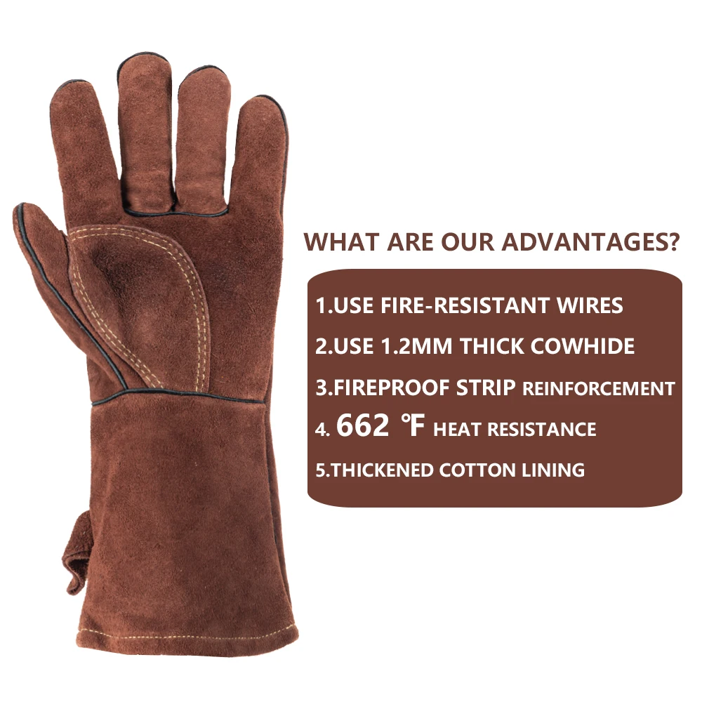 Work gloves protective gloves insulating gloves 14 inch welding gloves for welder heat insulation