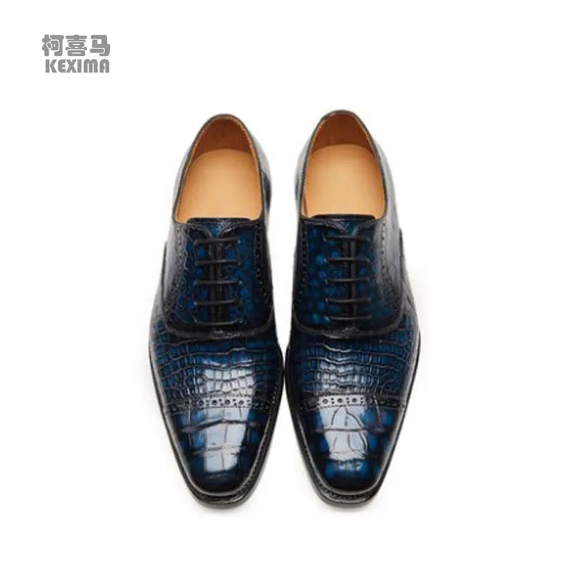 

KEXIMA CWV new business men formal shoes lace-up crocodile leather shoes office party shoes real leather soles Men shoes