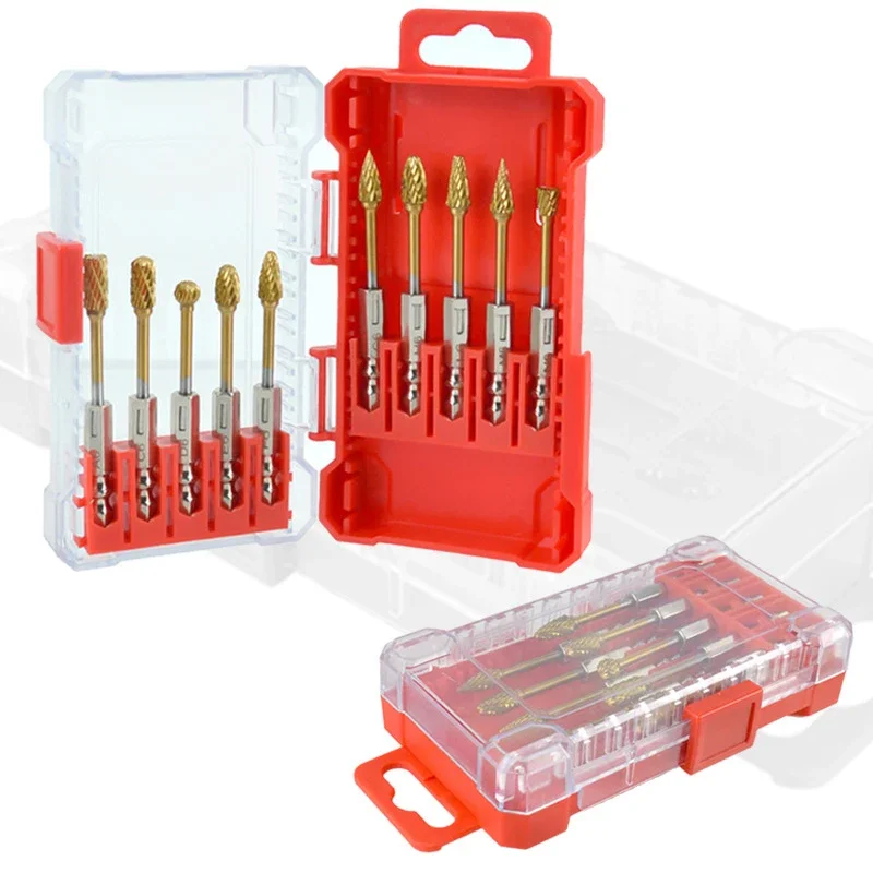 10-teiliges Hartmetall-Fräser-Set mit 1/4 Zoll Sechskantschaft, Doppelschnitt-Fräser für Metalle, Jade, Stein, Holz, Gravurwerkzeug – Detail 3