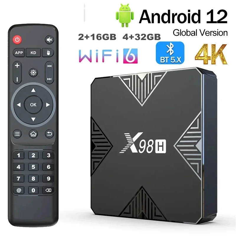 For xiaomi X98H TV Box Android 12.0 Allwinner H618 2GB 4GB RAM BT5.0 AV1 3D Wifi6 2.4G&5G Wifi HDR Set Top Box Media Player x98h tv box smart android 12 allwinner h618 3d 4k bt5 0 support hdr av1 wifi6 2 4g